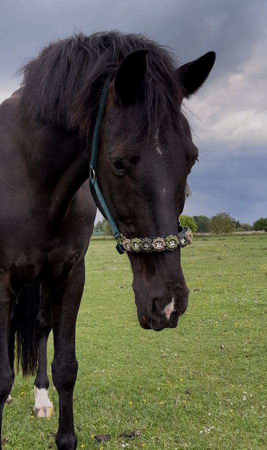 Grünes Blumen-Halfter | ohne Fell