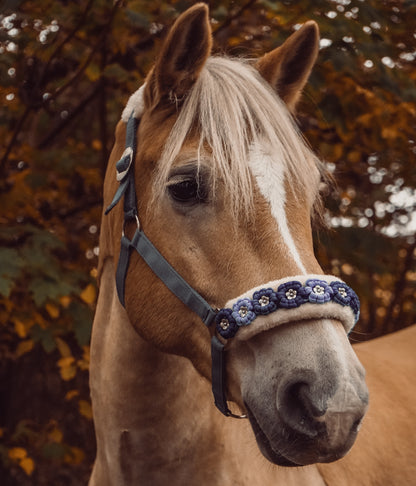 Blaues Blumen Halfter | wechselbares Teddyfleece