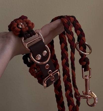 Set: Blumen Halsband + Paracord Leine